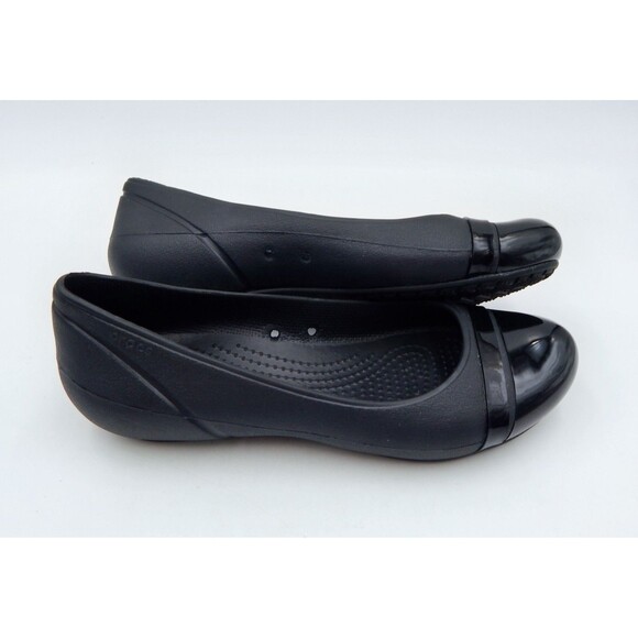 Crocs Women's Gianna Alice Black Ballet Flats Black Cap Toe Shoe Size 8 Slip On - Picture 12 of 13